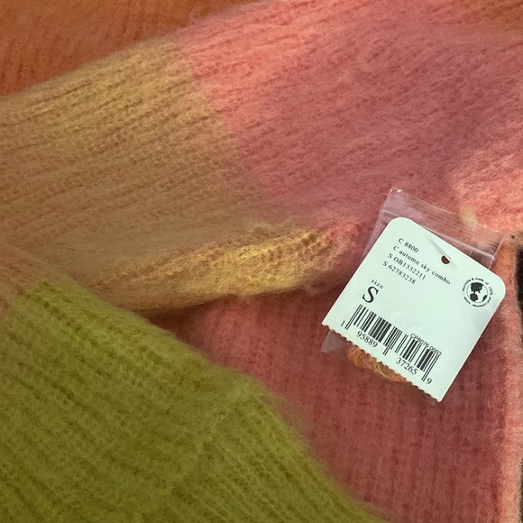 NWT FREE PEOPLE Autumn Sky Fuzzy Colorblock Striped Wool Sweater - Picture 4 of 8